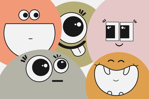 Fototapet Grup de fețe de desene animate, Fototapet copii, Fototapet populare, w03896 - Tapeko.ro