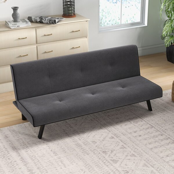 HOMCOM Canapea Extensibilă cu Spătar Reglabil în 3 Poziții și Șezut Tapițat, 170x76x72.5 cm, Gri | Aosom Romania