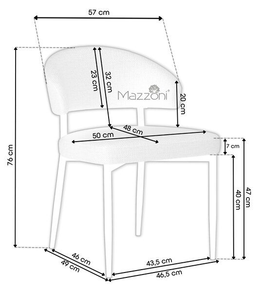 MAZZONI EXPORT IRIS Bej (material Basel 24)/cadru bej-gri (cașmir) - SCAUN MODERN TAPIȚAT PENTRU SALON/SUFRAGERIE BOHO