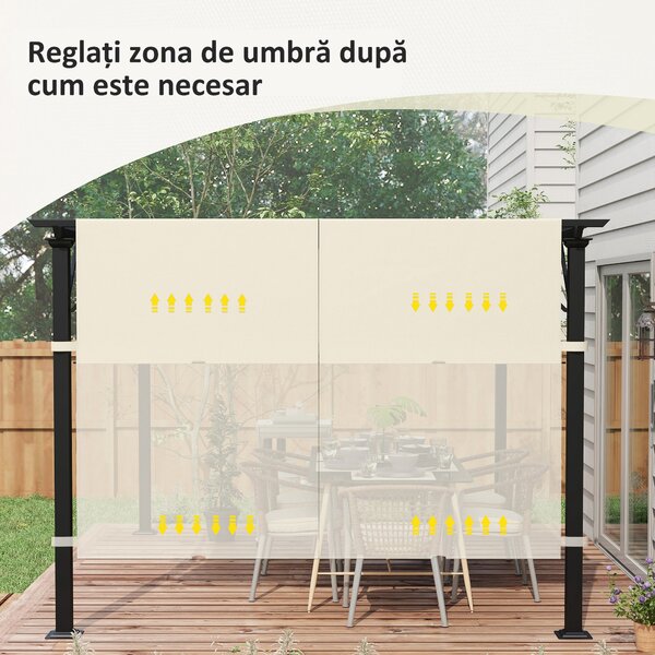 Outsunny Acoperiș pentru Pergolă cu Buzunare și Curele pentru Stâlpi, 488x122 cm, Alb Crem | Aosom Romania