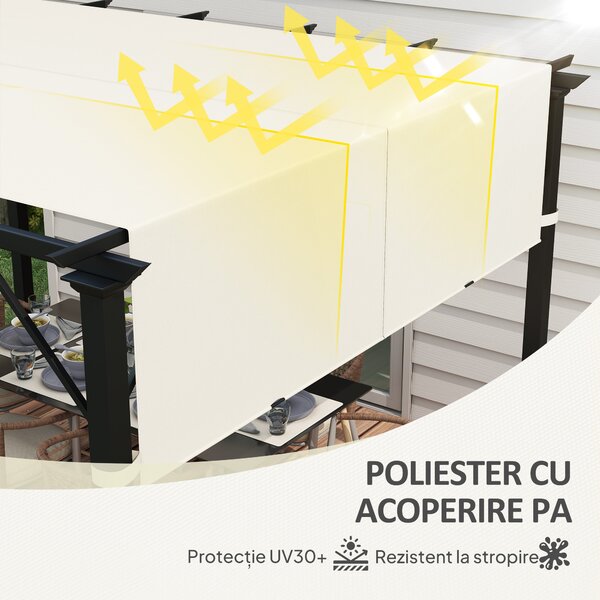 Outsunny Acoperiș pentru Pergolă cu Buzunare și Curele pentru Stâlpi, 488x122 cm, Alb Crem | Aosom Romania