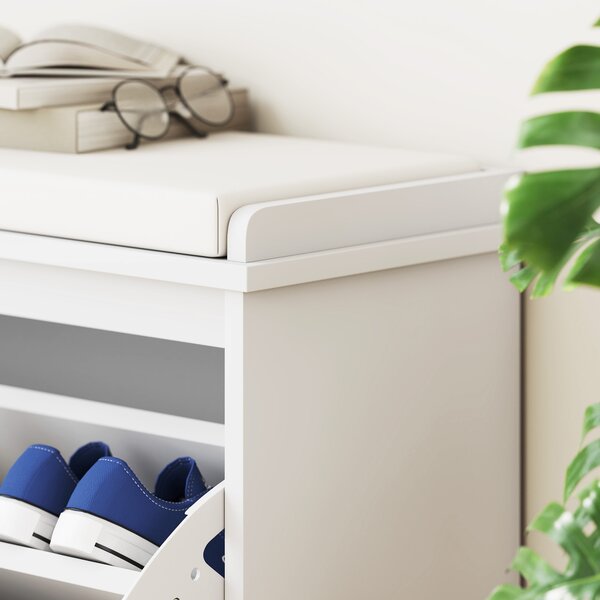 HOMCOM Bancă pentru Pantofi cu Raft Interior Reglabil și Detașabil, 80x26x47.5 cm, Alb și Bej | Aosom Romania
