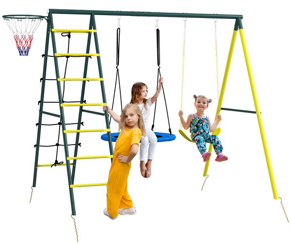Outsunny Set de Leagan pentru Copii 4 in 1 cu Leagan cu Farfurie | Aosom Romania