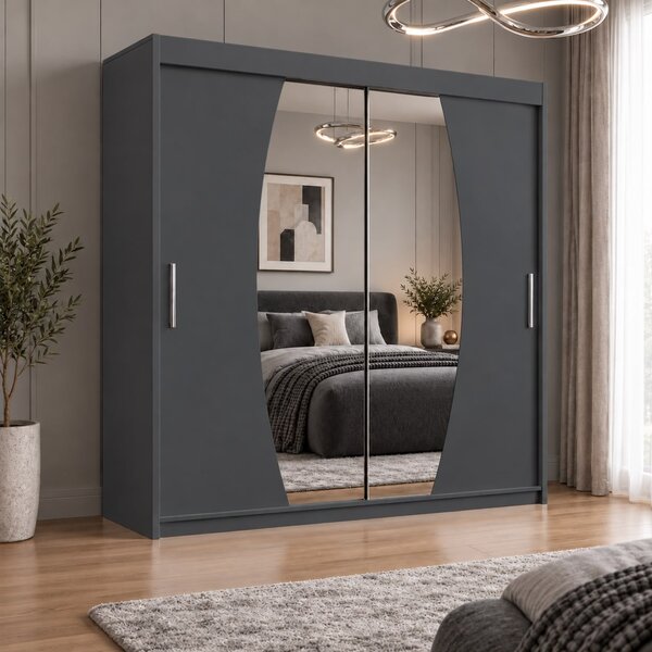 Dressing Cami, 180x60x200cm, cu oglinda, Antracit, Pal 18 mm