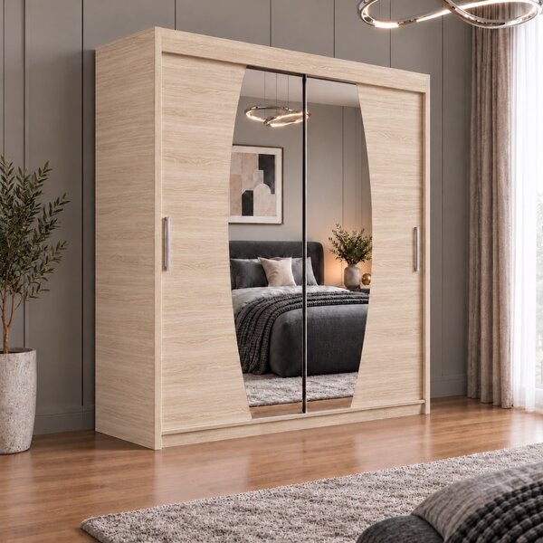 Dressing Cami, 140x60x200cm, cu oglinda, Sonoma, Pal 18 mm