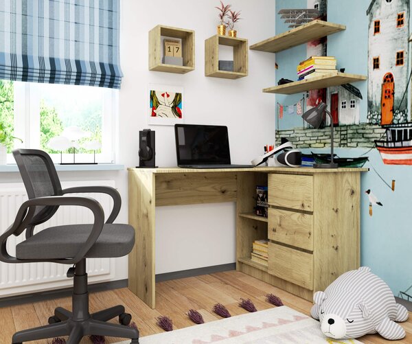 Masă PC de colț Bodhi (Stejar artisan) (D). Promo -18%. 1070965