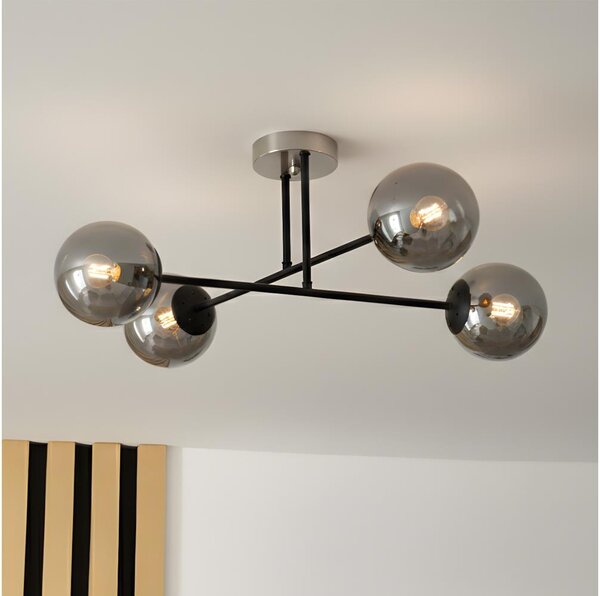 Brilagi - Lustra aplicată MALIVA 4xE14/15W/230V crom mat/fumuriu