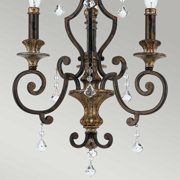 Quoizel QZ-MARQUETTE3 - Candelabru suspendat cu lanț MARQUETTE, 3xE14/60W/230V, finisaj bronz