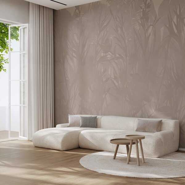 Fototapet – Modele botanice subtile în tonuri moi, Fototapet frunze, Fototapet populare, t00033 - Tapeko.ro