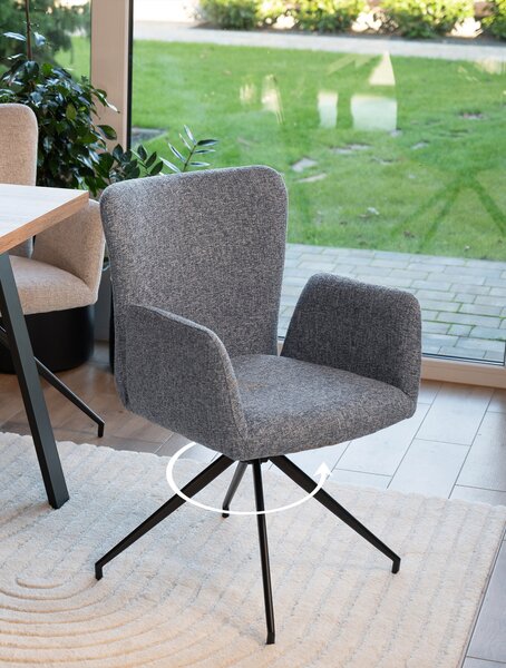 MAZZONI EXPORT SARETTA Gri albăstrui (material Java 48) - SCAUN MODERN PIVOTANT TAPIȚAT PENTRU SALON/SUFRAGERIE/BIROU LOFT