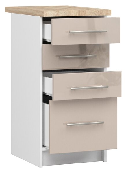 Dulap inferior de bucătărie Ozara S40 SZ4 (alb + cappuccino lucios). Promo -21%. 1071102