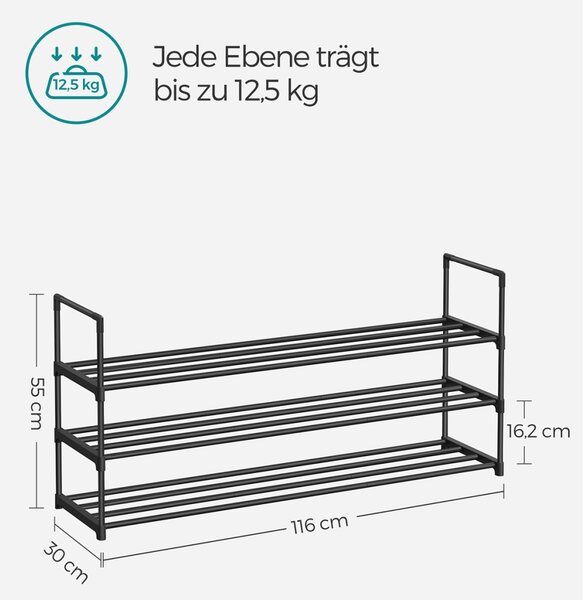 Raft pentru pantofi Songmics Gri 116x30x55 cm