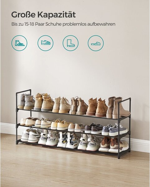 Raft pentru pantofi Songmics Gri 116x30x55 cm