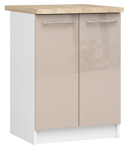 Dulap inferior de bucătărie Ozara S60 2D (alb + cappuccino lucios). Promo -17%. 1071110