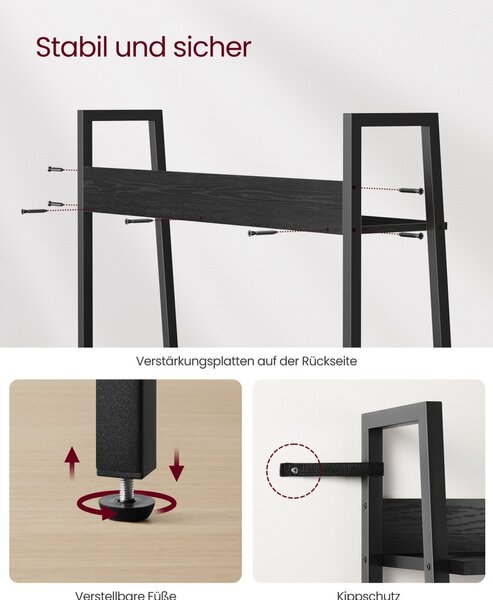 Biblioteca Vasagle Negru 80x30x170 cm