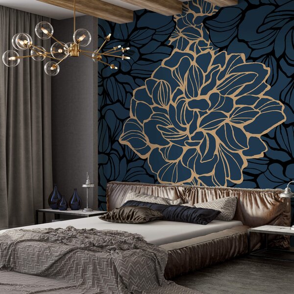 Fototapet Design floral îndrăzneț pe fundal închis, Fototapet textură, Fototapet populare, t00003 - Tapeko.ro