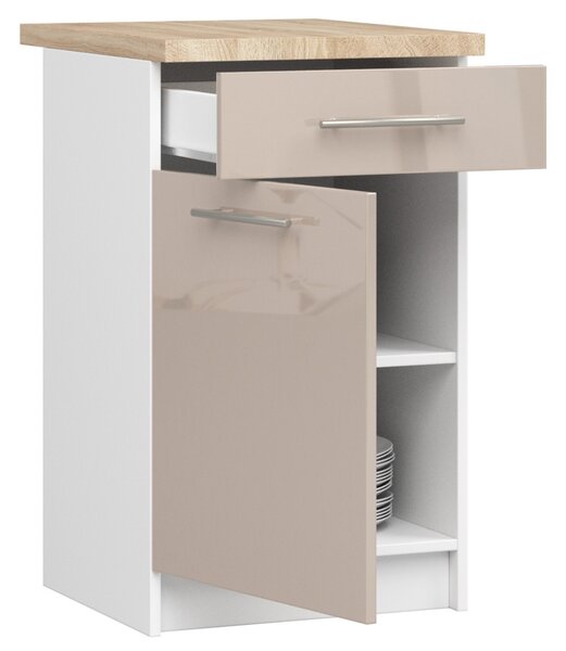 Dulap inferior de bucătărie Ozara S50 SZ4 (alb + cappuccino lucios). Promo -12%. 1071143