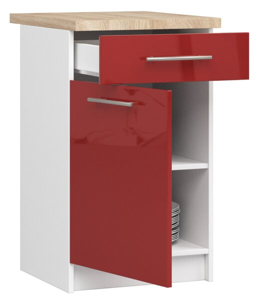 Dulap inferior de bucătărie Ozara S50 SZ6 (alb + roșu lucios). Promo -17%. 1071145
