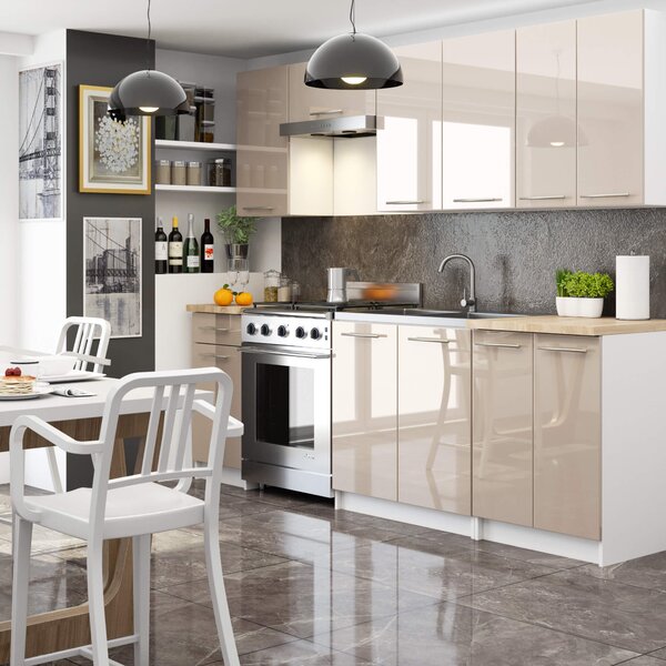 Dulap superior de bucătărie Ozara W30 H720 (alb + cappuccino lucios). Promo -20%. 1071179