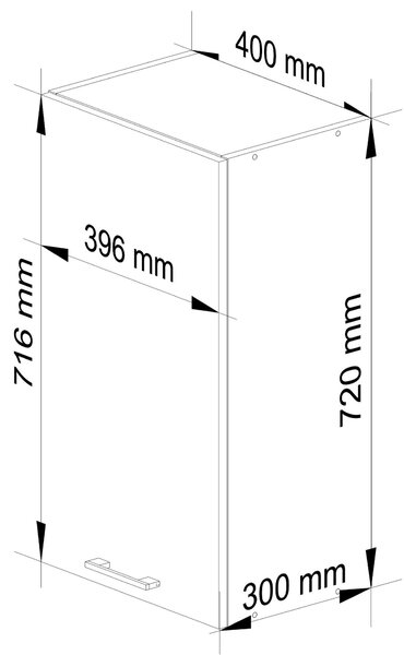 Dulap superior de bucătărie Ozara W40 H720 (alb + roșu lucios). Promo -12%. 1071187