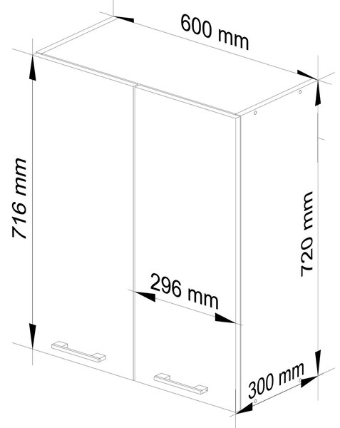 Dulap superior de bucătărie Ozara W60 H720 (alb + cappuccino lucios). Promo -14%. 1071197