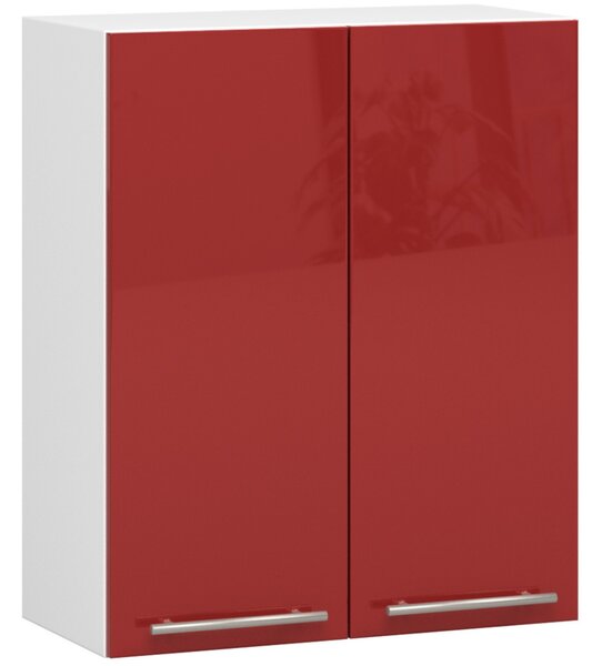 Dulap superior de bucătărie Ozara W60 H720 (alb + roșu lucios). Promo -17%. 1071199