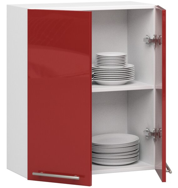 Dulap superior de bucătărie Ozara W60 H720 (alb + roșu lucios). Promo -17%. 1071199