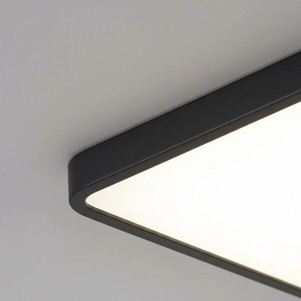 Plafonieră LED pătrată neagră, 30 × 30 cm, dispersor mat