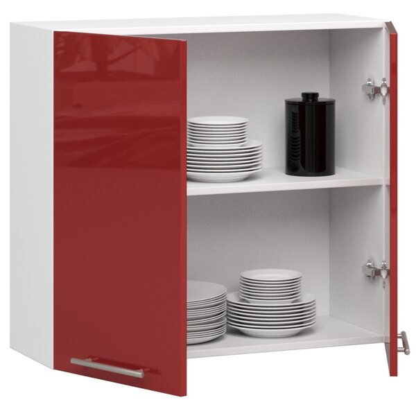 Dulap superior de bucătărie Ozara W80 H720 (alb + roșu lucios). Promo -17%. 1071205