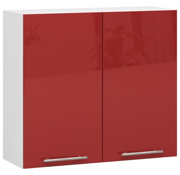 Dulap superior de bucătărie Ozara W80 H720 (alb + roșu lucios). Promo -17%. 1071205