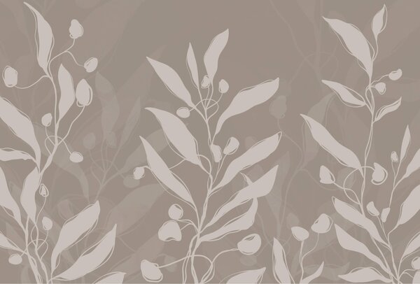 Fototapet Design botanic moale pe un fundal neutru, Fototapet frunze, Fototapet populare, t00099v1 - Tapeko.ro