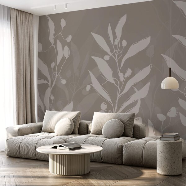 Fototapet Design botanic moale pe un fundal neutru, Fototapet frunze, Fototapet populare, t00099v1 - Tapeko.ro