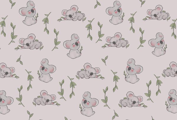 Fototapet Model de koala și frunze, Fototapet animale, Fototapet populare, t00108 - Tapeko.ro
