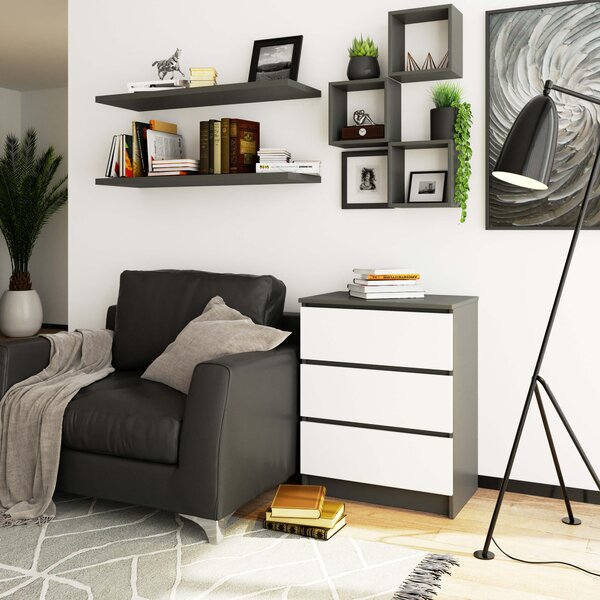 Comodă Kalista II (grafit gri + alb). Promo -20%. 1071294