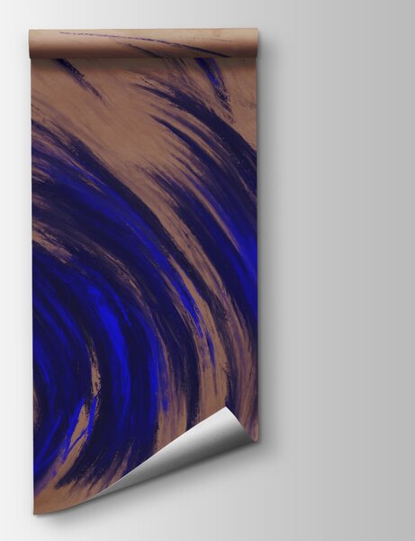 Fototapet Vârtejuri albastre pe un fundal maro, Fototapet abstracte, Fototapet populare, t00110 - Tapeko.ro