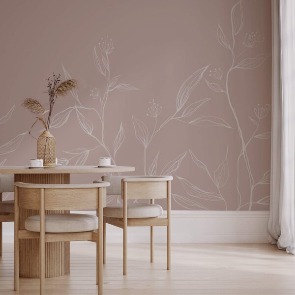 Fototapet Frunze delicate pe fundal pastel moale, Fototapet frunze, Fototapet populare, t00112 - Tapeko.ro
