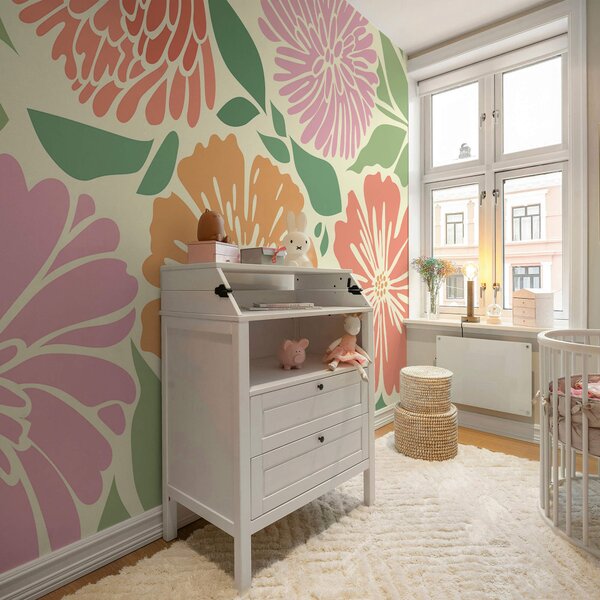 Fototapet Modelul floral colorat înveselește orice spațiu, Fototapet flori mari, Fototapet populare, t00119 - Tapeko.ro