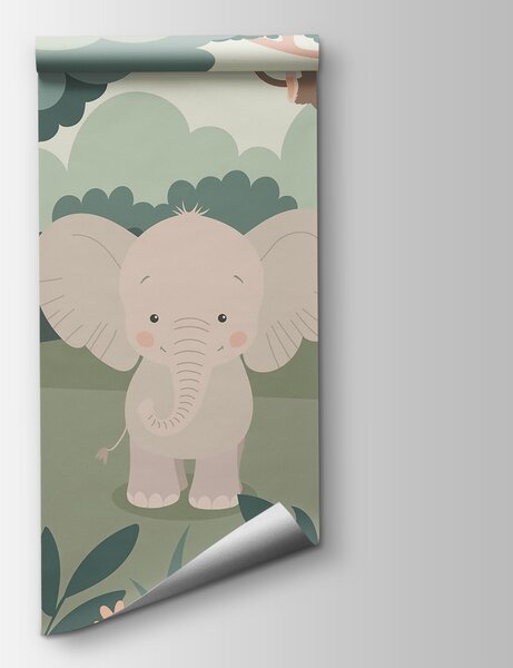Fototapet Desen animat de animale într-o pădure, Fototapet animale, Fototapet populare, t00117 - Tapeko.ro