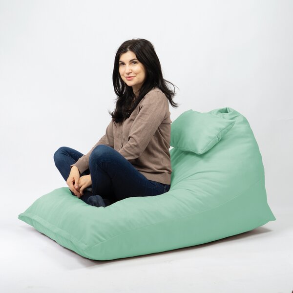 Fotoliu puf, Pufrelax Kudos, perna inclusa, material impermeabil - Verde menta