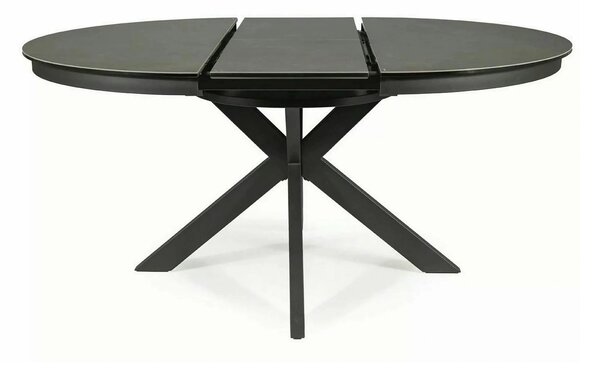 Masa rotunda extensibila 120 cm PORTO, gri inchis/negru mat, sticla se