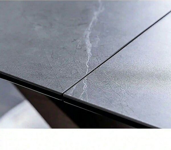 Masa sticla securizata DOLCE, gri mat/nuc, 180-240x95x76 cm