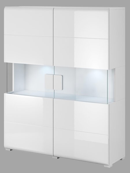 Vitrină Tamie DW42 (alb + alb lucios). Promo -20%. 1118153