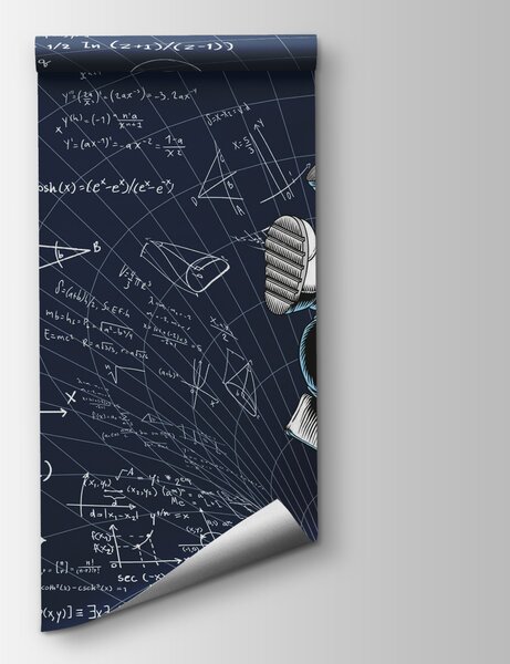 Fototapet Om în costum spațial care cade pe o tablă cu ecuații matematice, Fototapet spațiu cosmic, Fototapet populare, t00171 - Tapeko.ro