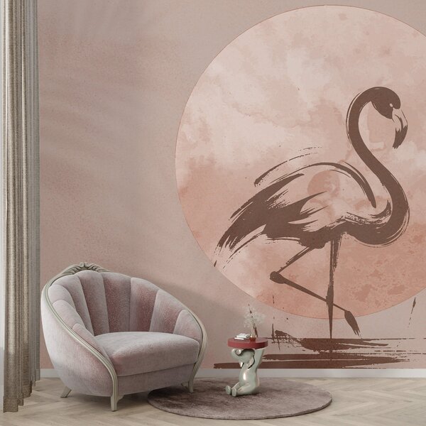 Fototapet Flamingo desen pe hârtie, Fototapet animale, Fototapet populare, t00176 - Tapeko.ro