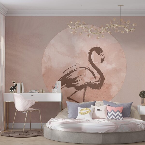 Fototapet Flamingo desen pe hârtie, Fototapet animale, Fototapet populare, t00176 - Tapeko.ro
