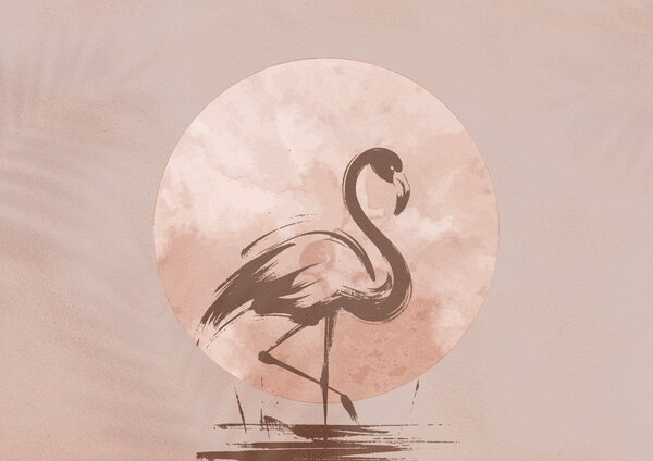 Fototapet Flamingo desen pe hârtie, Fototapet animale, Fototapet populare, t00176 - Tapeko.ro