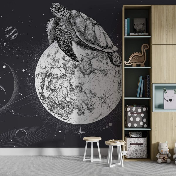 Fototapet Țestoasă pe lună, Fototapet spațiu cosmic, Fototapet populare, t00180 - Tapeko.ro