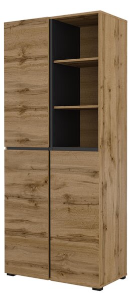 Dulap cu rafturi Crossroad H N88 (stejar wotan + negru). Promo -21%. 1118194