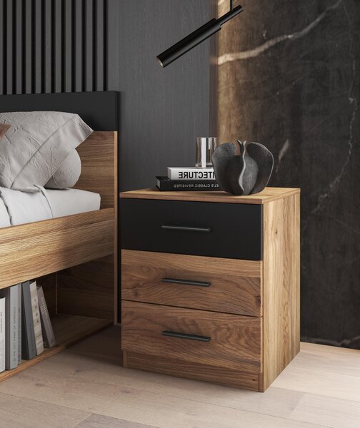 Noptieră Benson MW22 (stejar mauvella + negru). Promo -21%. 1118203