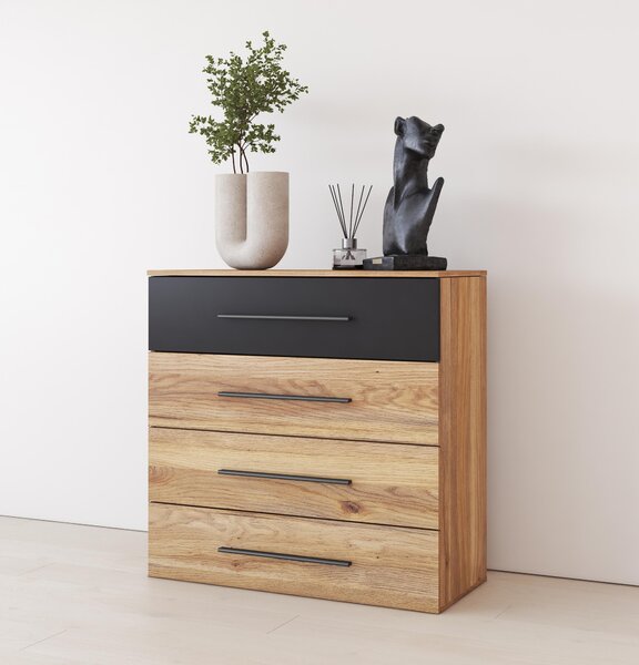 Comodă Benson MW27 (stejar mauvella + negru). Promo -17%. 1118204